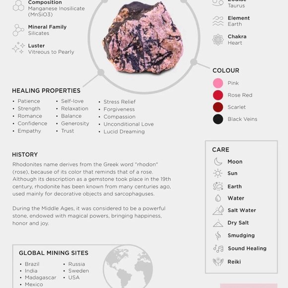 Rhodonite Crystal Heart - Picture 3 of 5